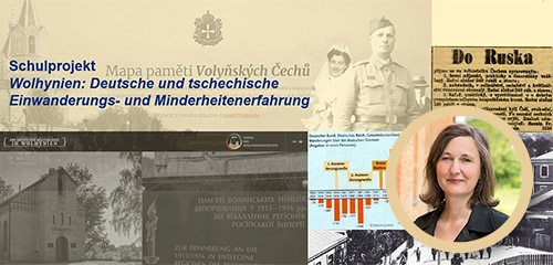 Powerpoint-Titelfolie: Schulprojekt: Wolhynien – Deutsche und tschechische Einwanderungs und- Minderheitenerfahrung. Mit einem Foto von Tanja Krombach. © Deutsches Kulturforum östliches Europa