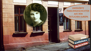Das Geburtshaus in Czernowitz mit einer Gedenktafel die an die Dichterin erinnert. Kleines Bild: Rose Ausländer in den 1910er Jahren Fotos: Hintergrundbild: © Deutsches Kulturforum östliches Europa, Portraitbild: © Rose Ausländer-Gesellschaft e. V. 