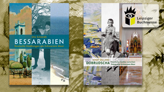 Collage aus den Buchcover-Motiven: Ute Schmidt: Bessarabien. Deutsche Siedlungen am Schwarzen Meer und Josef Sallanz: Dobrudscha. Deutsche Siedler zwischen Donau und Schwarzem Meer.