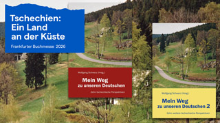 »Der Wahrheit dienen, Zeugnis ablegen, die Welt menschlich machen« Podiumsgespräch zum Sammelband »Mein Weg zu unseren Deutschen« auf der Frankfurter Buchmesse 2026. Mit Eva Lustigová und Jindřich Mann. Moderation: Wolfgang Schwarz (Herausgeber). Mit einer Lesung von Jaroslav Rudiš.