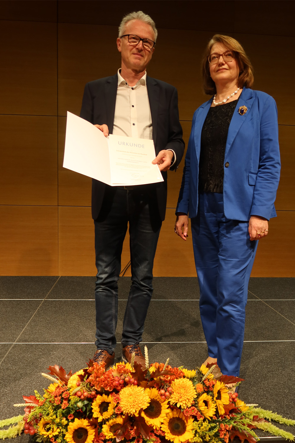 Georg-Dehio-Kulturpreisträger Artur Böpple und Laudatorin Eleonora Hummel
