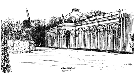 Adolph Menzel, Terrasse von Sanssouci, 1840/1842, Holzschnitt. Abbildung aus Franz Kugler: Geschichte Friedrichs des Großen. Gezeichnet von Adolph Menzel. Leipzig, Nachdruck der Ausgabe von 1840, S.608 Adolph Menzel, Terrasse von Sanssouci, 1840/1842, Holzschnitt. Abbildung aus Franz Kugler: Geschichte Friedrichs des Großen. Gezeichnet von Adolph Menzel. Leipzig, Nachdruck der Ausgabe von 1840, S.608