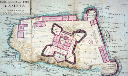 Auch 100 Jahre nach Jakob war James Island im Gambia-Fluss ein wichtiger Handelsstützpunkt – nun aber für die Engländer und Franzosen © Wikimedia Commons