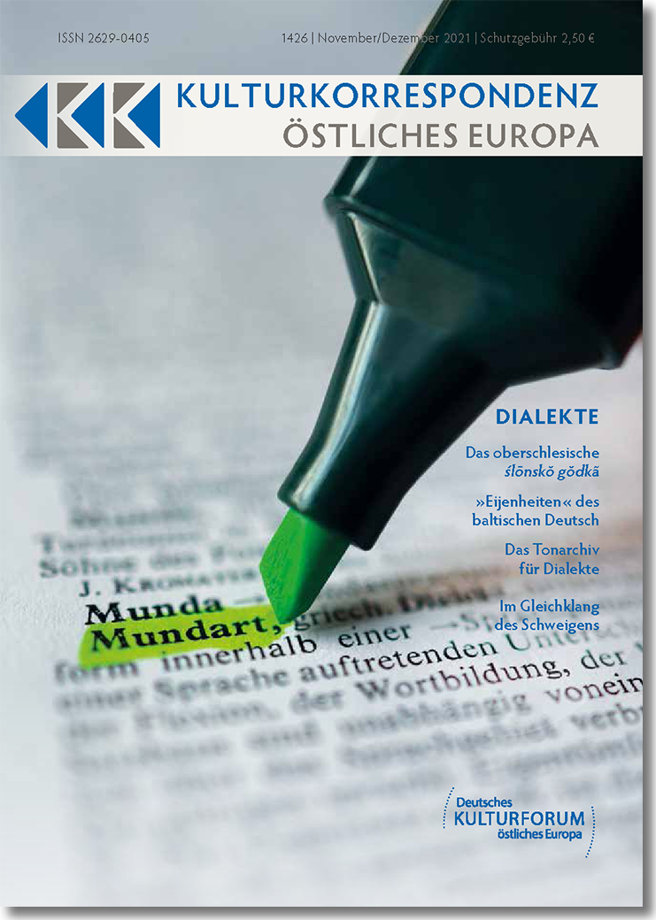 Titelblatt: KK – Kulturkorrespondenz östliches Europa | Ausgabe: Nr. 1426: November/Dezember 2021