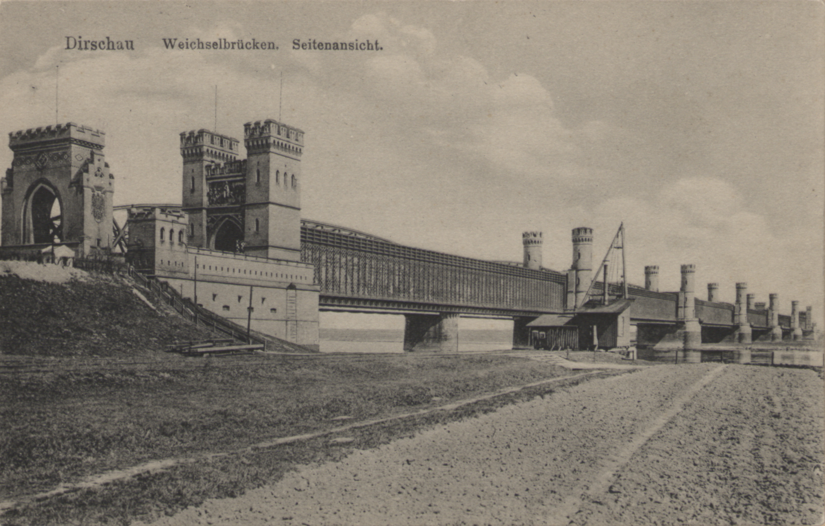 Die Dirschauer Brücke auf einer Postkarte aus der Zeit vor 1945. © Archiv Józef Golicki