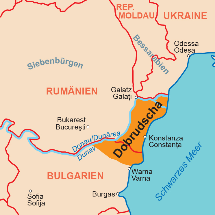 Regionenkarte Dobrudscha. Karte: Blochplan, © DKF 2021