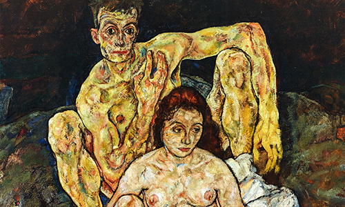Egon Schiele, Kauerndes Menschenpaar (Die Familie), Öl auf Leinwand, 1918. Standort: Oberes Belvedere, Wien Partner