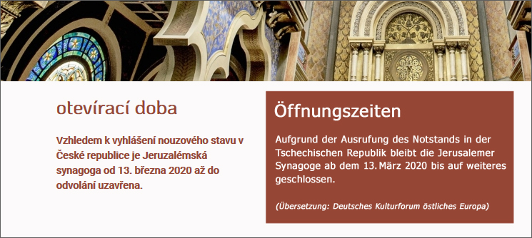 Jeruzalémská synagoga uzavřena | Jerusalemer Synagoge geschlossen. Screenshot: www.synagogue.cz