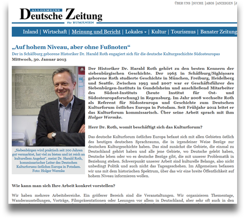 Screenshot: Allgemeine Deutsche Zeitung, 30.01.2013: »Auf hohem Niveau, aber ohne Fußnoten«