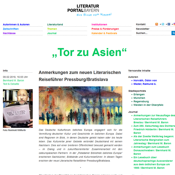 Screenshot – Literaturportal Bayern: «Tor zu Asien«