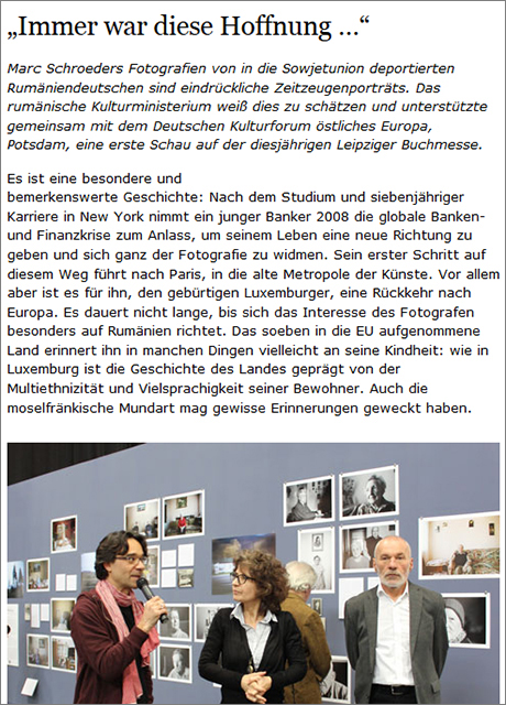 Pressestimme: Siebenbürgische Zeitung, 14.04.2018: »Immer war diese Hoffnung …« (Ausschnitt)