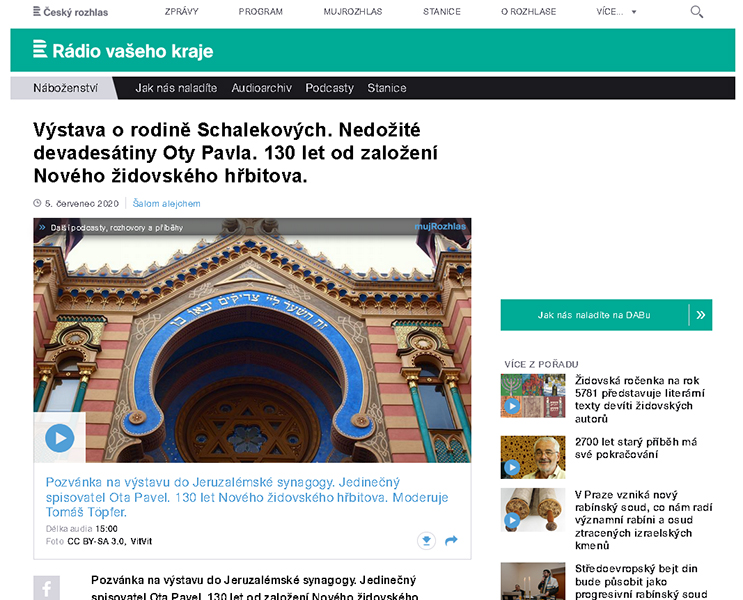 Screenshot von der Website des »Český rozhlas – Rádio vašeho kraje«