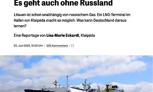 Die Zeit, 23.06.2022: Es geht auch ohne Russland (Ausschnitt)