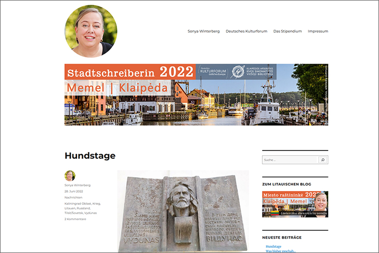 Screenshot: Blog der Stadtschreiberin Memel/Klaipėda 2022, Sonya Winterberg