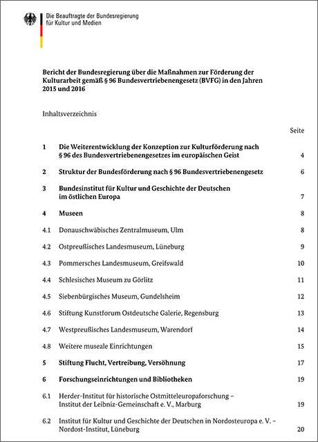 Titelblatt des Berichts